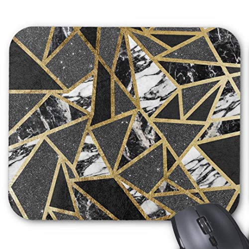 Product Cover Gaming Mouse Pad Waterproof Mousepads with Non-Slip Rubber Base for Laptop Computer Desktop,10.2x8.3 inch, 3mm Thick-Modern Faux Gold Glitter Marble Geometric Triangle