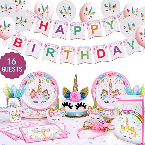 Product Cover GONGYIHONG Unicorn Birthday Party Supplies Set, Serves 16, Colorful