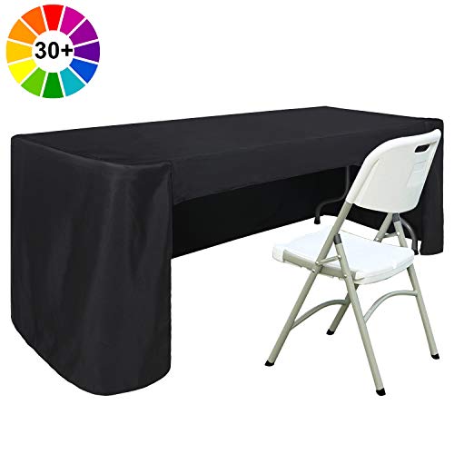 Product Cover ABCCANOPY 6 FT Rectangle Table Cloth Table Cover for Rectangular Table in Washable Polyester-Great for Buffet Table, Parties, Holiday Dinner, Wedding & More (Black)