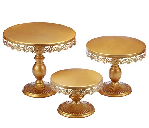 Product Cover VILAVITA Set of 3 Cake Stands Round Cupcake Stands Metal Dessert Display Cake Stand, Gold