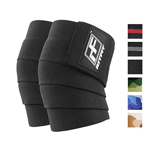 Product Cover RitFit Knee Wraps (Pair)-Ideal for Squats, Powerlifting, Weightlifting, Cross Training WODs & Gym Workout - Compression&Elastic Support - for Men & Women - Bonus Carry Case (Black)