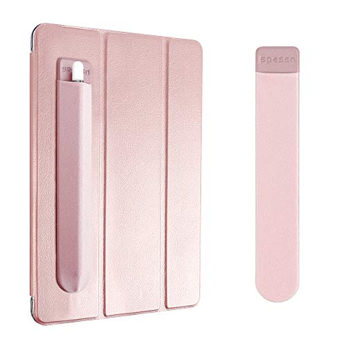 Product Cover Spessn Compatible for Pencil Holder Sticker, Elastic Lycra Stylus Pocket iPad Screen Pen Protective Pouch Adhesive Sleeve for Pencil - Rose Gold