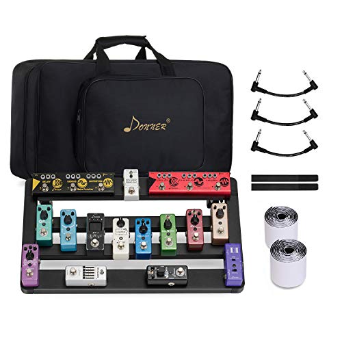 Product Cover Donner Guitar Pedal Board Case DB-5 Disassembled Aluminium Pedalboard 20'' x 11.4'' x 4'' with Bag Cable