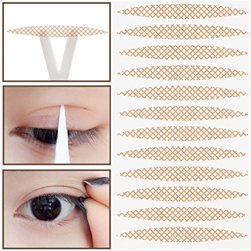 Product Cover 800PCS (400 Pairs) Single-Sided Lace Mesh Olive Breathable Double Eyelid Stickers Flesh-Colored Invisible No Trace Waterproof Long-Lasting Super Sticky Self-Adhesive Double Eye Tape Tools