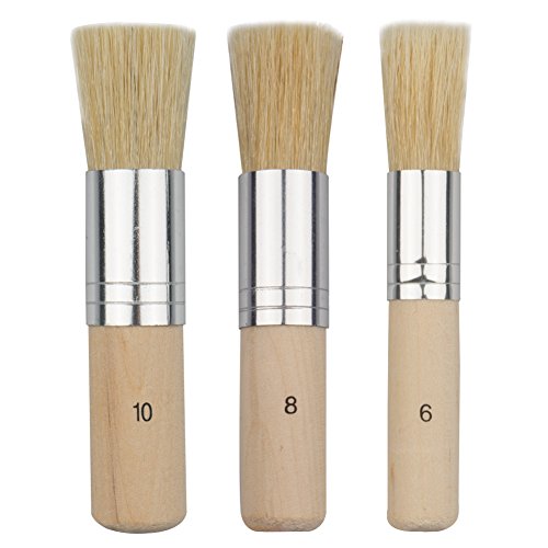 Product Cover URlighting Wooden Stencil Brush (3 Pcs) - Natural Bristle Paint Brush for Acrylic Painting, Oil Painting, Watercolor Painting, Stencil Project, Card Making and DIY Art Crafts