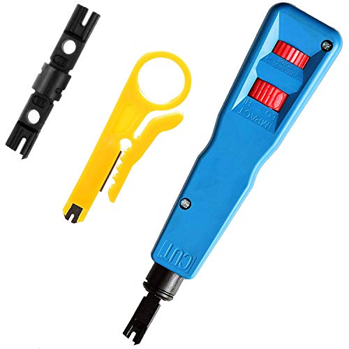 Product Cover Hiija Punch Down Tool Kit with 110, BK Blade, and Network Wire Stripper Tool Kits Professional