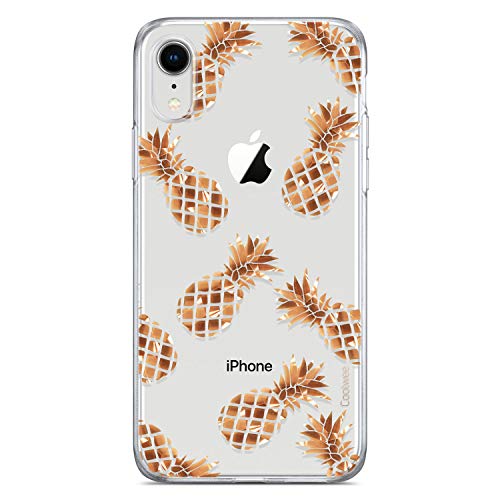 Product Cover Coolwee iPhone XR Case Rose Gold Pineapple Case Shiny Glitter for Women Girls Men Foil Clear Design Plastic Hard Back Case Soft TPU Bumper Protective Case Cover for Apple iPhone XR 6.1 inch Pineapple