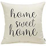 Product Cover Meekio Farmhouse Pillow Covers with Home Sweet Home Quotes 18 x 18 Inch for Farmhouse Decor Perfect Housewarming Gifts