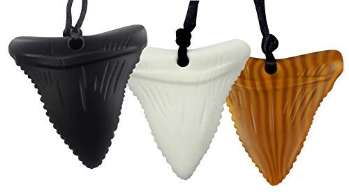 Product Cover Mommy's Touch 3-Pack Shark Tooth Silicone Chews - Gender Neutral Teething Necklace for Children - Oral Sensory Chewy Teether Necklaces for Autistic Chewers - Chewelry for Baby Boys and Girls