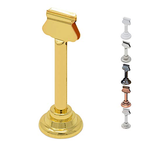 Product Cover Place Card Holder, 12 pack, Gold, Table Cardholder Tabletop Menu Holder Harp-Clip Number Holder Recipe Holder Reserved Card Holder, For Restaurants, Weddings, Banquets