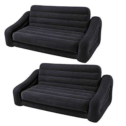 Product Cover Intex Inflatable Queen Size Pull Out Futon Sofa Couch Bed, Dark Gray (2 Pack)