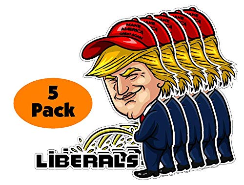 Product Cover 5-Pack Trump Pissing on Liberals Bumper Sticker Decal 2020 Make America Great Again TP-1