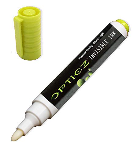 Product Cover Opticz UV Blacklight Reactive Large Tip Invisible Ink Marker, Yellow
