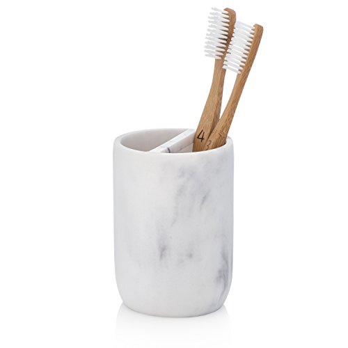 Product Cover EssentraHome Blanc Collection White Toothbrush Holder Stand for Vanity Countertops