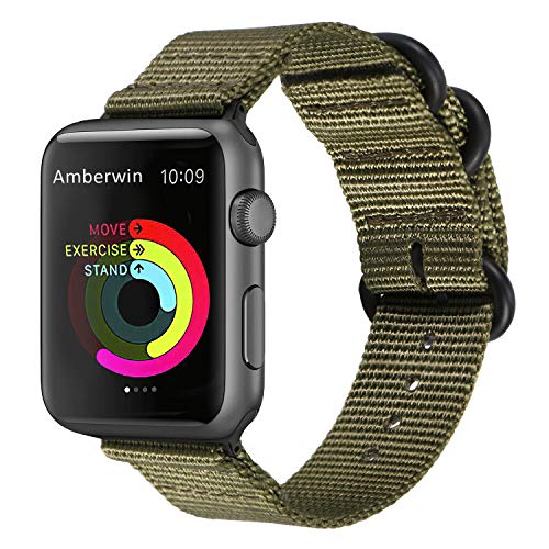 Product Cover Amberwin Compatible for Apple Watch Band 44mm 42mm 40mm 38mm, Nylon NATO iWatch Band Replacement Strap for Apple Watch Series 5/4/3/2/1