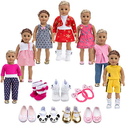 Product Cover Howona 18 inch Doll Clothes Gift Girls - Include 7 Set Toys Doll Outfits + 2 Pairs Shoes Accessories fit American 18 inch Girl Dolls