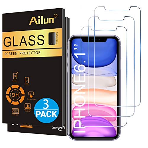 Product Cover Ailun Glass Screen Protector for iPhone 11/iPhone XR 6.1 Inch 3 Pack Tempered Glass Screen Protector for Apple iPhone 11/iPhone XR 6.1 Inch Display Anti Scratch Advanced HD Clarity Work Most Case