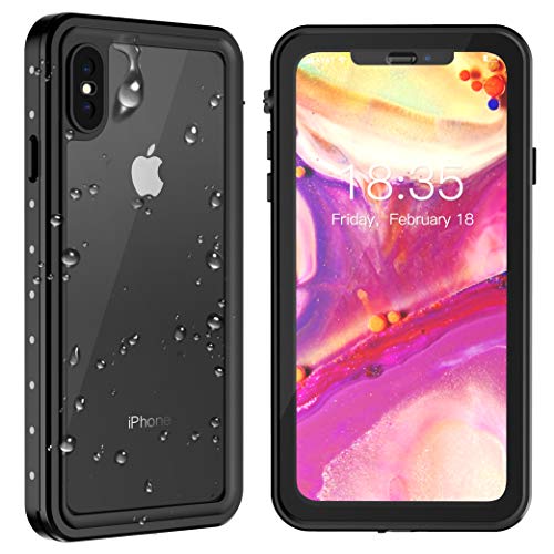 Product Cover iPhone Xs Max Waterproof Case 2018 Released 6.5 inch, SPIDERCASE Dustproof Snowproof Shockproof IP68 Certified, iPhone Xs Max Case with Built-in Protector Full Body Cover for iPhone Xs Max (Black)