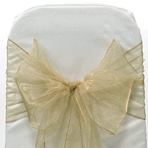 Product Cover Sarvam Fashion Set of 10 Chair Bows Sashes Tie Back Decorative Item Cover ups for Wedding Reception Events Banquets Chairs Decoration (Champagne)