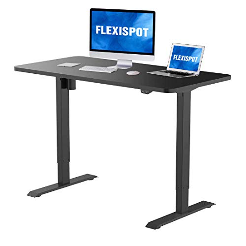 Product Cover FLEXISPOT Height Adjustable Desk, 48 x 30 Inches, Electric Sit Stand Desk Home Office Table Standing Desk (Black Frame + 48 in Blacktop)