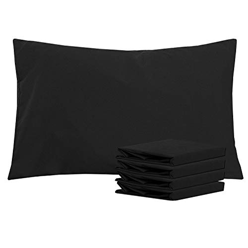 Product Cover NTBAY Queen Pillowcases Set of 4, 100% Brushed Microfiber, Soft and Cozy, Wrinkle, Fade, Stain Resistant, with Envelope Closure, Black
