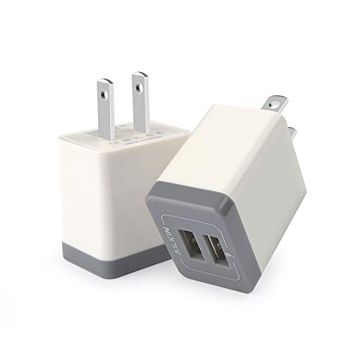 Product Cover USB Wall Charger, Charger Adapter, Ailkin 2-Pack 2.1Amp Dual Port Quick Charger Plug Cube Replacement for Phone X/XR/Xs/Xs Max/8/8 Plus/7, Samsung Galaxy S7/S6/S5 Edge, LG, HTC, Huawei, Moto, Kindle