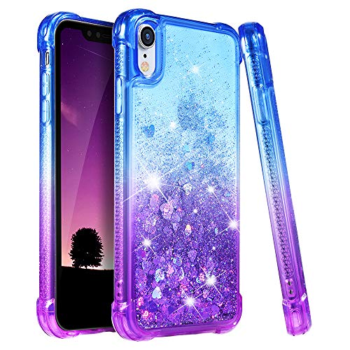 Product Cover Ruky Case for iPhone XR Glitter Case, Gradient Quicksand Series TPU Bumper Cushion Reinforced Corners Protective Bling Liquid Girls Women Case for iPhone XR 6.1 inches (Blue Purple)
