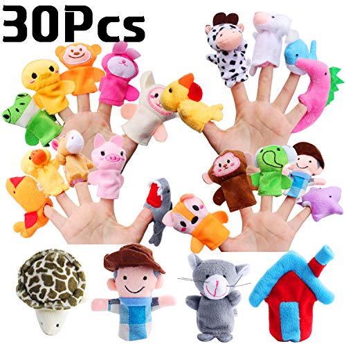 Product Cover Hicdaw 30PCS Animals Finger Puppets Baby Story Puppet Toys Mini Plush Figures Toy Soft Hands Finger Puppets for Children, Random Color
