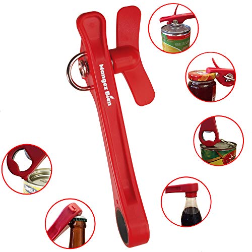 Product Cover 6 in 1 Safety Edge Manual Can Opener, Jar Opener, Bottle Opener, Twist Top Opener, Pull Tab Pry & Lid Pry - Replace Six Kitchen Tools & Say Goodbye To Sharp Can Lids - The Everything Opener