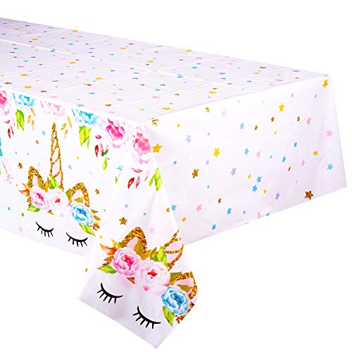 Product Cover Unicorn Themed Birthday Party Decorations - Unicorn Plastic Tablecloth | 53 x 90 inches,Disposable Table Cover | Magical Unicorn Party Supplies for Girls and Baby Shower