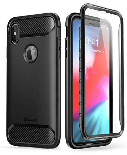 Product Cover iPhone Xs Max Case, Clayco [Xenon Series] Full-Body Rugged Case with Built-in Screen Protector for Apple iPhone Xs Max 6.5 Inch 2018 (Black)