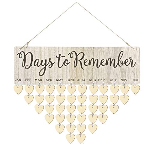 Product Cover Amosfun Birthday Plaque Family Birthday Calendar Wooden Crafts Wall Hanging Plaque Board for Family Friends Birthday Reminder Wooden DIY Discs Hanging