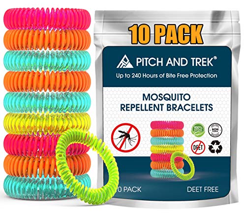 Product Cover Mosquito Repellent Bracelet for Kids, Adults & Pets - 100% Natural Deet-Free - Non Toxic - Waterproof Safe Travel Anti Insect Bands - 10 Pack - Extreme USA Protection