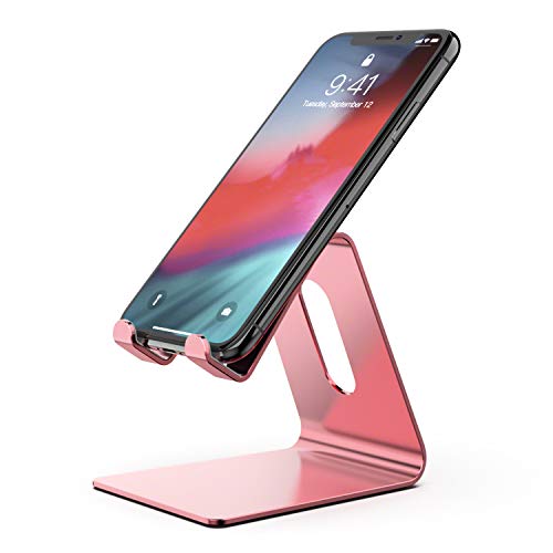 Product Cover Phone Stand, Z1 Cell Phone Stand Holder, Cradle, Desktop Dock Accessories Compatible with iPhone XR XS X 8 7 6s 6 and Plus, 5s 5, Samsung, LG, and All Smartphones (Rose Gold)