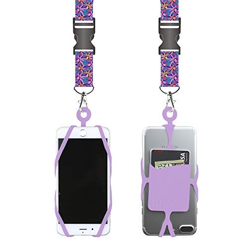 Product Cover Gear Beast Universal Cell Phone Lanyard Compatible with iPhone, Galaxy & Most Smartphones Includes Phone Case Holder with Card Pocket,Soft Neck Strap with Breakaway Clasp & Detachable Convenience Clip