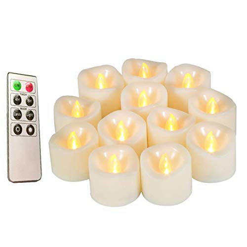 Product Cover Flameless Candles, Realistic Flickering Votive Candle Tea Light Battery Operated, 200 Hours of Nonstop Working with Remote and 4/8 Hours Timer, Set of 12 LED Candle by Erosway