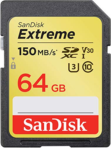 Product Cover SanDisk 64GB Extreme SDXC UHS-I Card - C10, U3, V30, 4K UHD, SD Card - SDSDXV6-064G-GNCIN