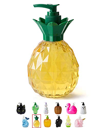 Product Cover Pineapple Decor Hand Soap Dispenser: Tri-Coastal Design Pineapple Shaped Bottle with Ocean Scented Liquid Soap - Decorative Hand Pump Refillable Soap Dispensers for Kitchen and Bathroom - 11.8 ounces