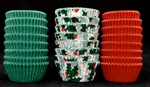 Product Cover Candy Molds N More Assorted Christmas Candy Cups Size 5 Holly, Red, Green 200 each color/600 Total