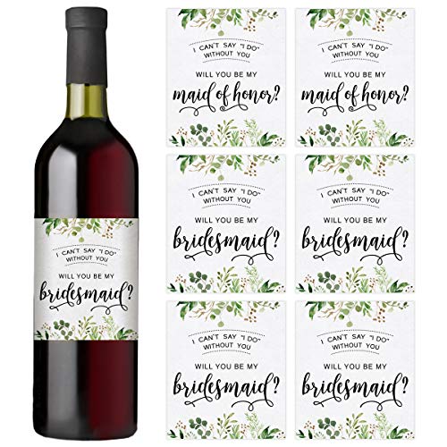 Product Cover Bridal Party Wine Bottle Labels, Set of 7 Wine Bottle Labels, 2 Maid of Honor Labels and 5 Bridesmaid Labels, Bridal Party Favors, Ideas, and Gifts, I Can't Say I Do Without You