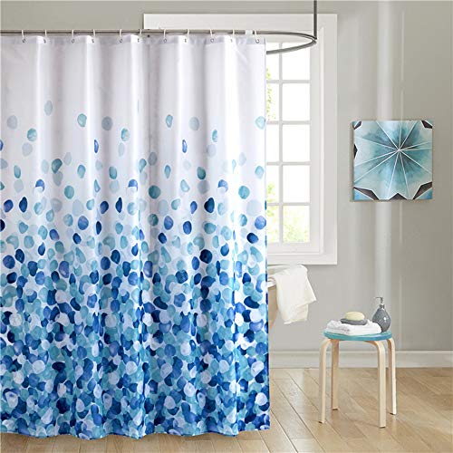 Product Cover Uphome Fabric Shower Curtain, Blue Pebble Stone Rocks on White Bathroom Cloth Shower Curtain Set with Hooks, Heavy Duty Waterproof, 60x72