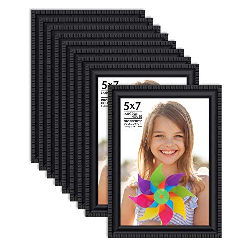 Product Cover Langdon House 5x7 Picture Frames (12 Pack, Black) Black Picture Frame Set, Wall Mount or Table Top, Set of 12 Prosperity Collection