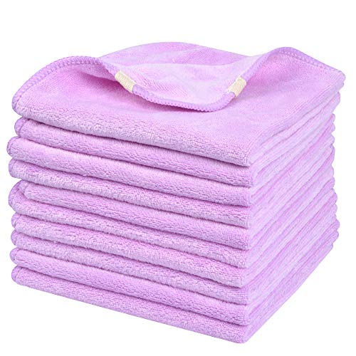 Product Cover Sinland Microfiber Facial Cloths Fast Drying Washcloth 12inch x 12inch Light Purple 10 pack
