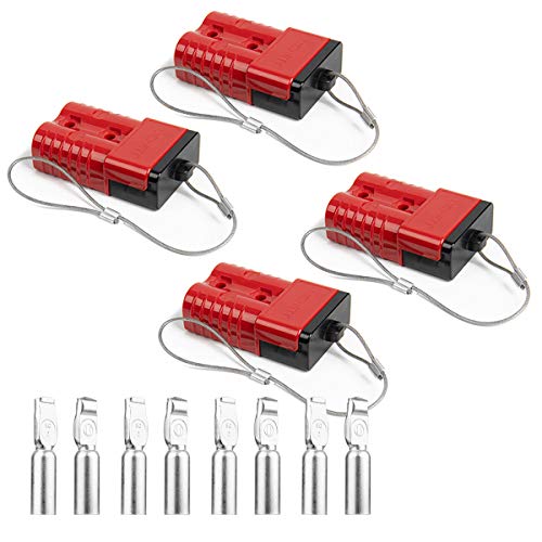 Product Cover HYCLAT Red 50A 6-10 Gauge Battery Cable Quick Connect Disconnect Plug Wire Harness Plug Connector Recovery Winch Trailer (4 Pack)