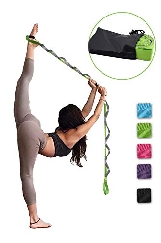 Product Cover SANKUU Yoga Strap, Multi-Loop Strap, 12 Loops Yoga Stretch Strap, Nonelastic Stretch Strap for Physical Therapy, Pilates, Dance and Gymnastics with Carry Bag(Green)