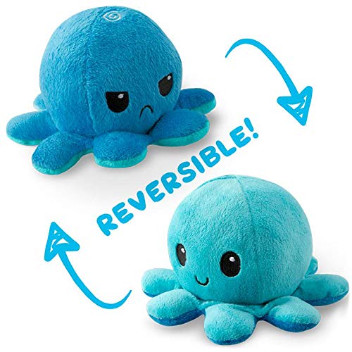 Product Cover TeeTurtle Reversible Octopus Mini Plush - Stuffed Animal Toy, Light Blue/Dark Blue
