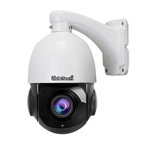 Product Cover High Speed 5MP H.265 PTZ POE IP Security Dome Camera with 20X Optical Zoom and Two Way Audio (External) Waterproof IR-Cut Night Vision Support SD Card for Indoor and Outdoor Security Surveillance