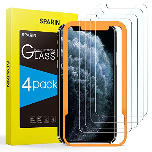 Product Cover SPARIN Screen Protector for iPhone 11 Pro Max/iPhone Xs Max, [4 Pack] 9H Hardness Tempered Glass for iPhone 11 Pro Max/iPhone Xs Max 6.5 inch [Alignment Frame] [Bubble Free] [High Responsive]