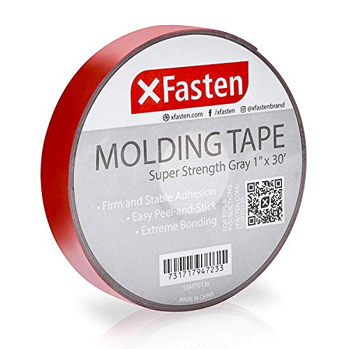 Product Cover XFasten Super Strength Automotive Molding Tape, Gray, 1-Inch x 30-Foot, Double Sided Exterior Mounting Tape for Auto Body Molding, Trim, Side Mirror, Emblem, Nameplate and Outdoor Applications