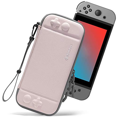 Product Cover Ultra Slim Carrying Case Fit for Nintendo Switch, tomtoc Original Patent Portable Hard Shell Travel Case Pouch Protective Cover, 10 Game Cartridges, Military Level Protection, Pink